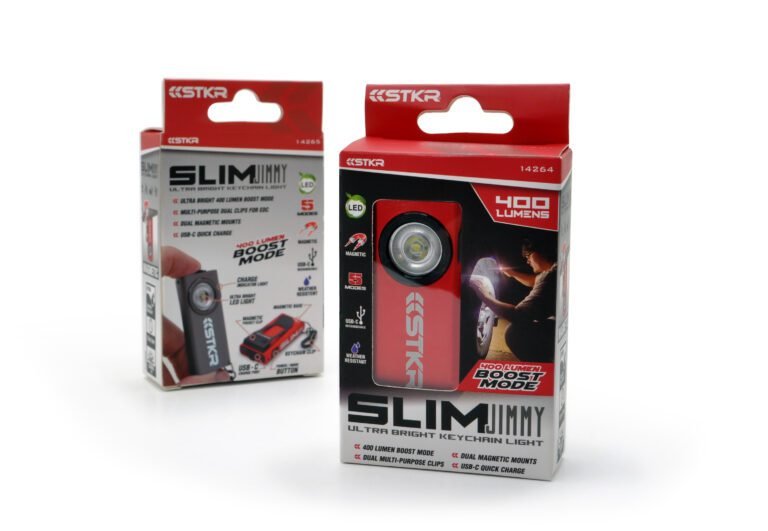 two SlimJIMMY's posing in their original packaging. One front and one rear facing.